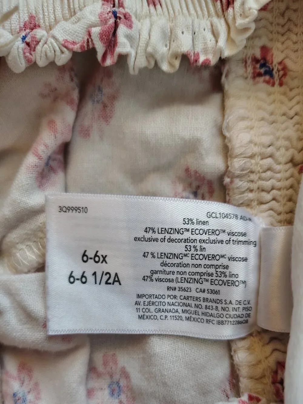 Carter Kid Girl Short Sleeved Floral Outfits Size 6